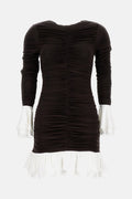 Dark Brown Mini Ruched Ls Dress 1