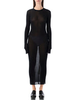 Black Ribbed Long-sleeve Midi Dress 1