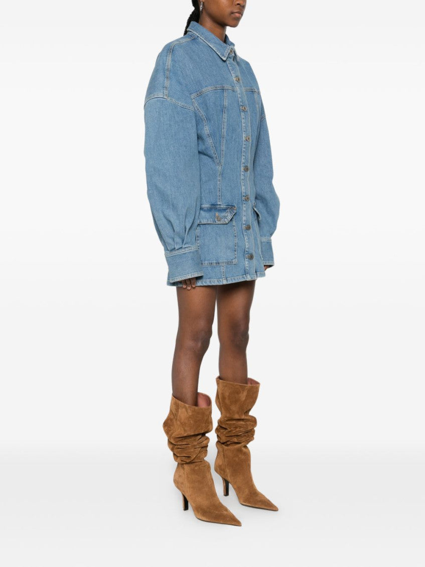 Blue Buttoned Mini Dress 2