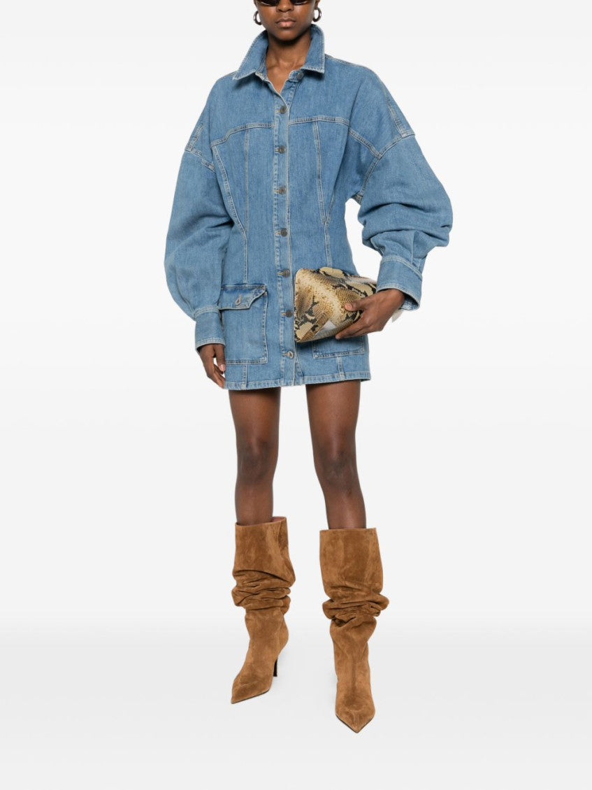Blue Buttoned Mini Dress 4