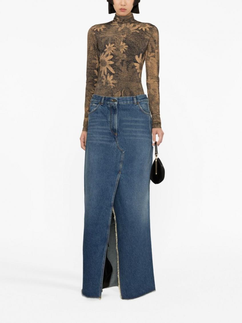 Navy Blue Emma Denim Long Skirt 3