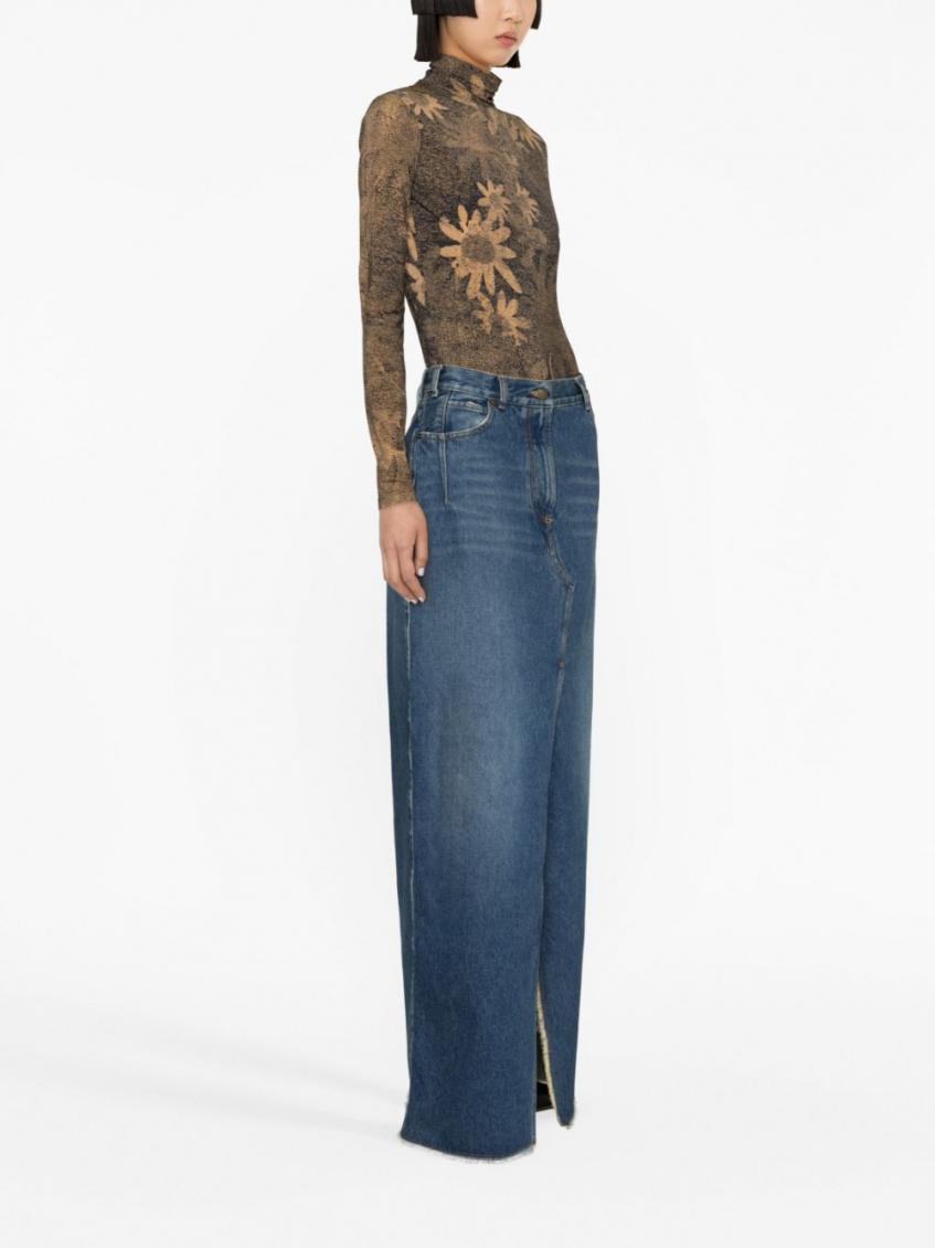 Navy Blue Emma Denim Long Skirt 4