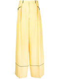 Yellow Silk Wide-leg Trousers 1