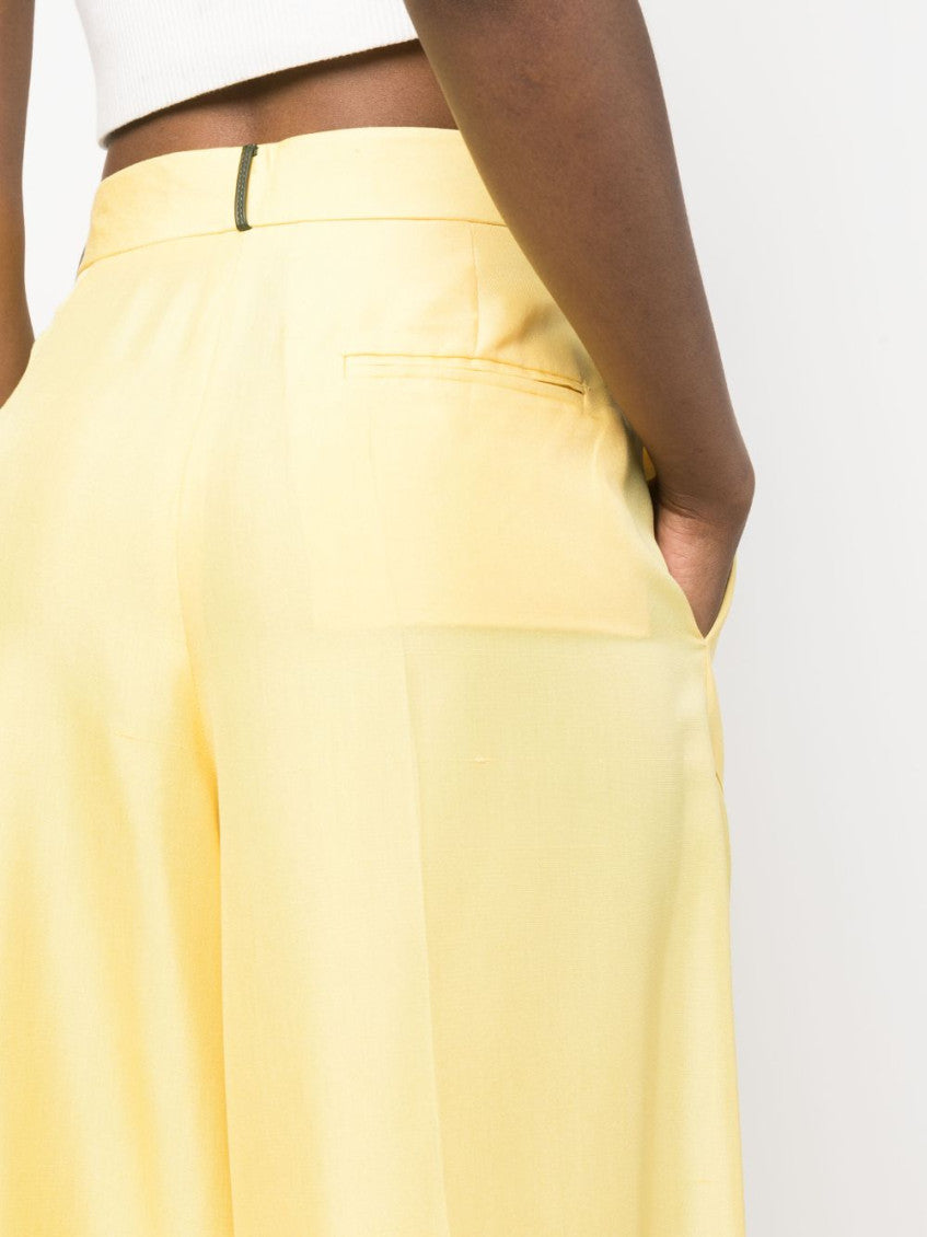 Yellow Silk Wide-leg Trousers 2