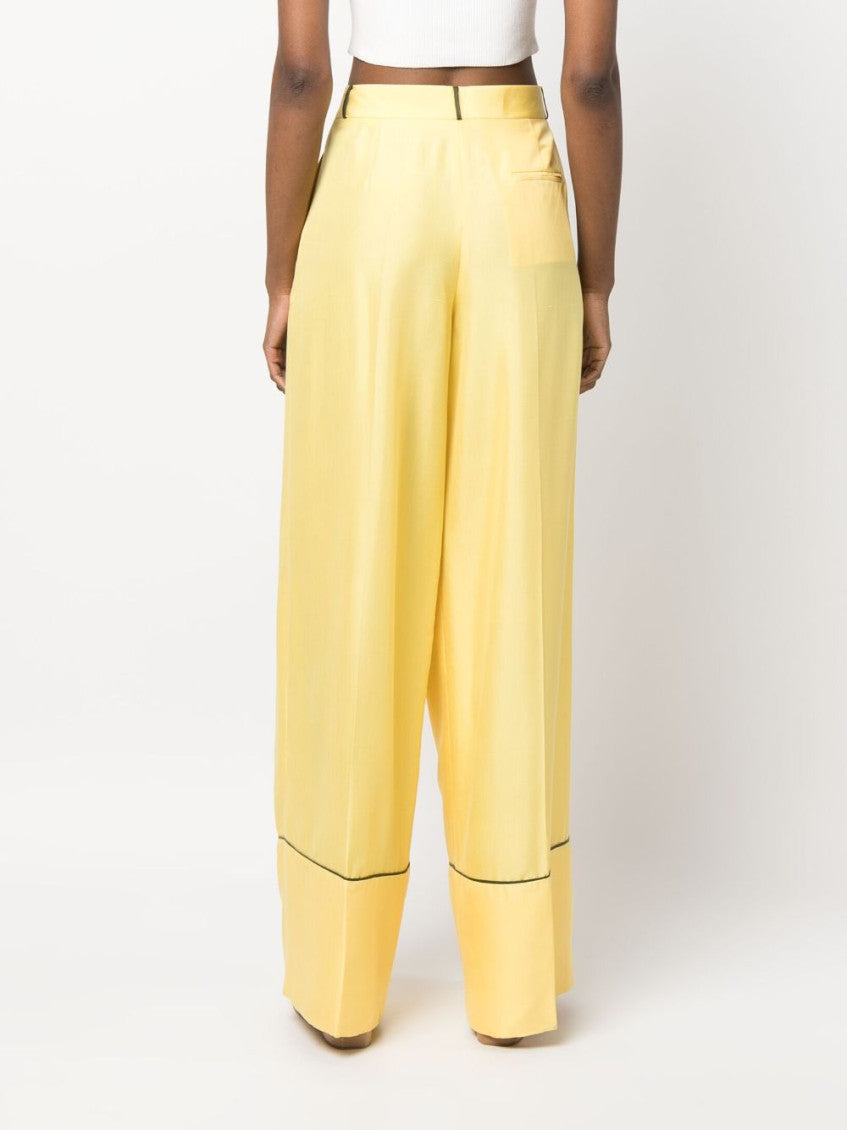 Yellow Silk Wide-leg Trousers 3