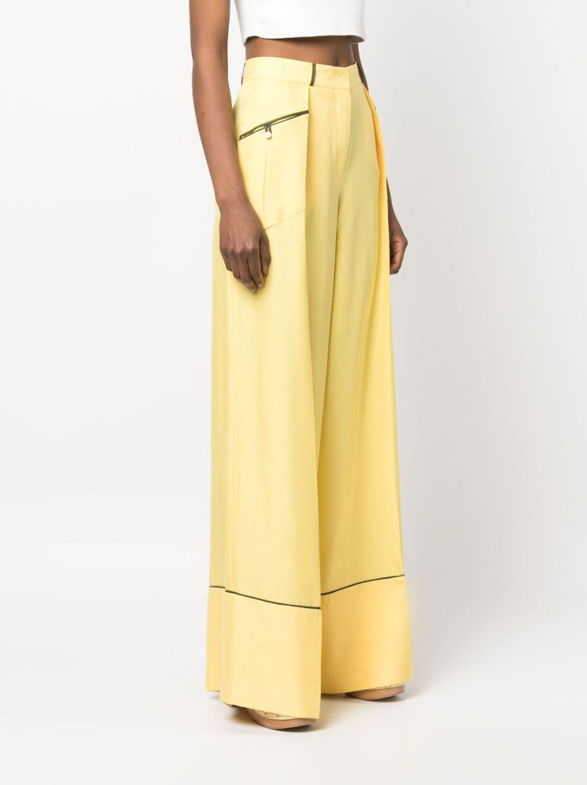 Yellow Silk Wide-leg Trousers 5