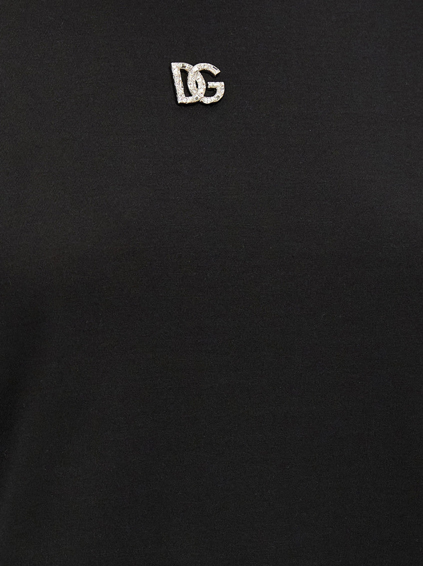 Black Rhinestone logo T-shirt 4