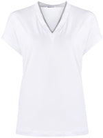 White V-neck Cotton T-shirt 1