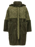 Green Nylon Diamond-Visone Long Down Jacket 1