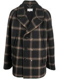 Black Check-pattern Wool Coat 1