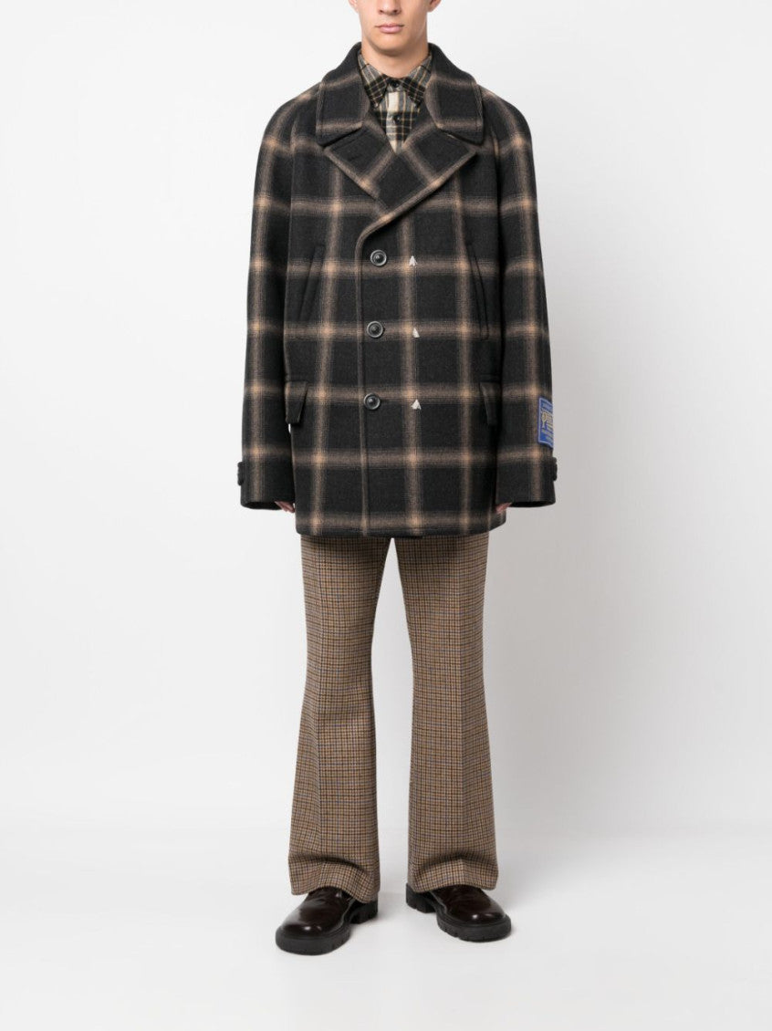 Black Check-pattern Wool Coat 2