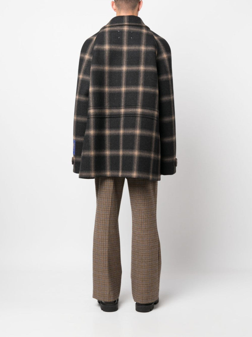 Black Check-pattern Wool Coat 3