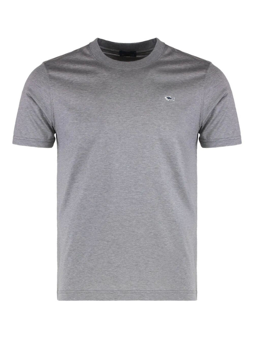Grey Crew Neck Logo Patch T-Shirt 1