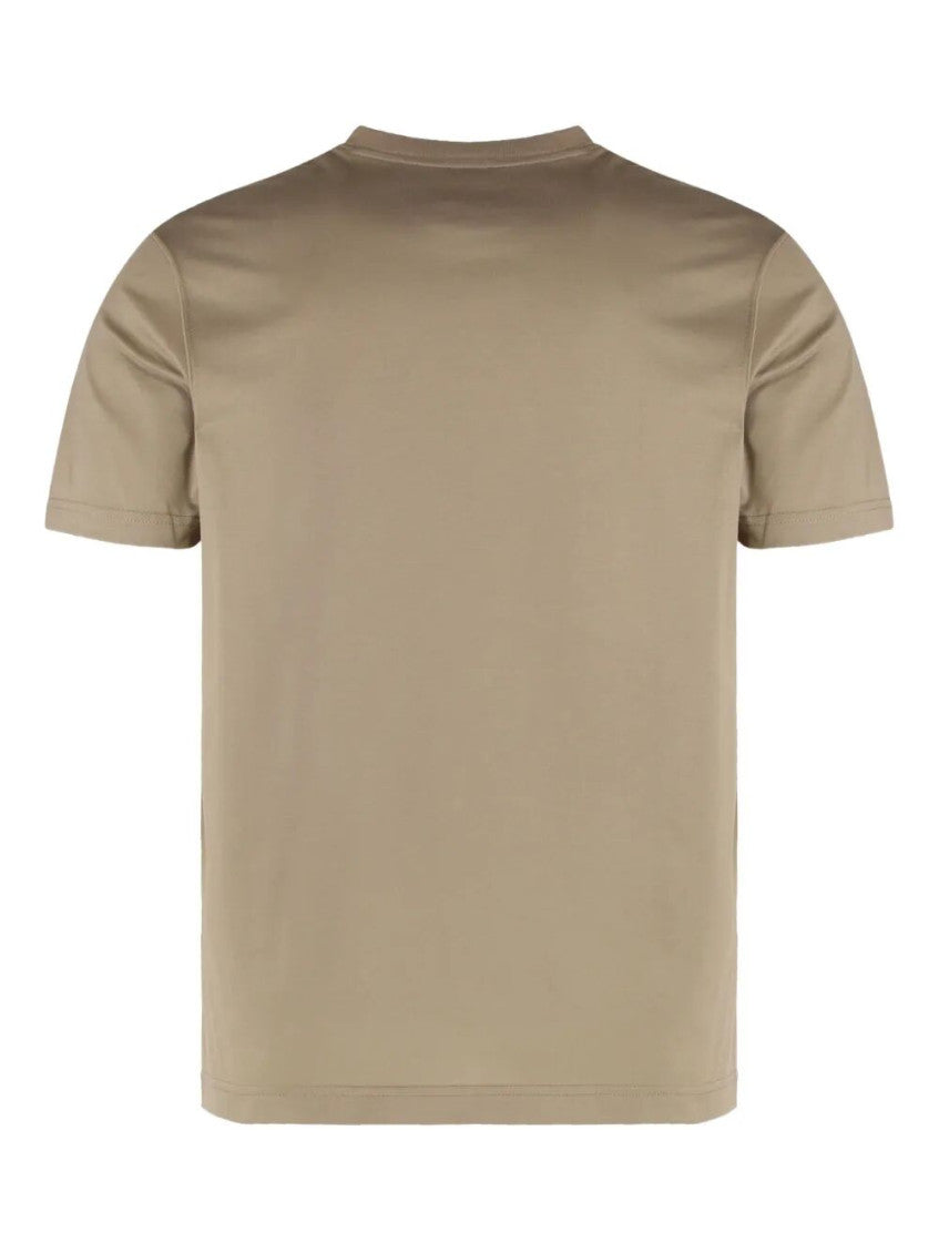 Beige Crew Neck Logo Patch T-Shirt 2