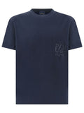 Navy Blue Crew Neck Embroidered T-Shirt 1