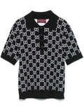 Black GG Supreme wool polo shirt 1