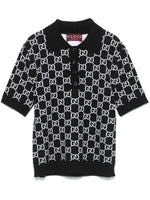 Black GG Supreme wool polo shirt 1