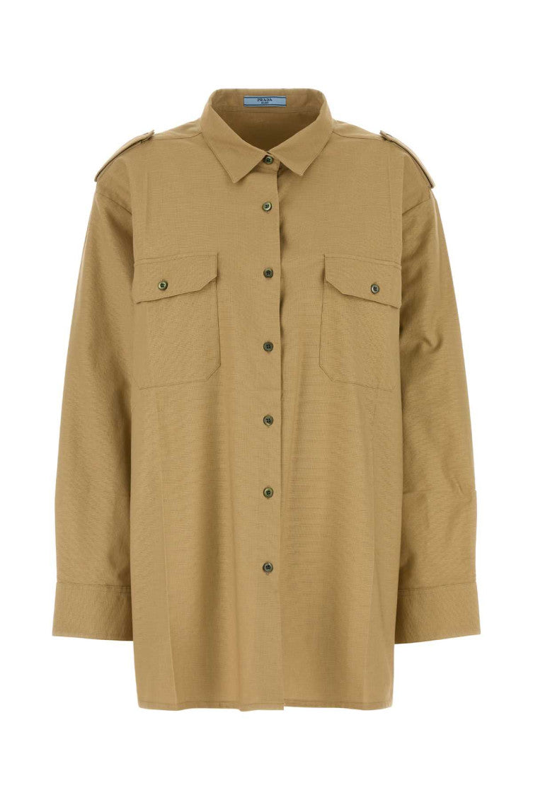 Khaki Cotton Oversize Shirt 1