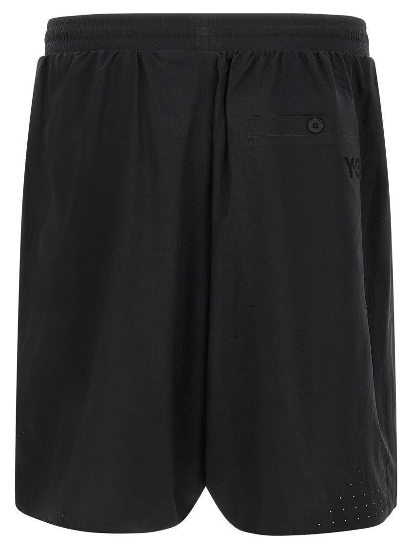 Black Vinyl Logo Bermuda Shorts 2