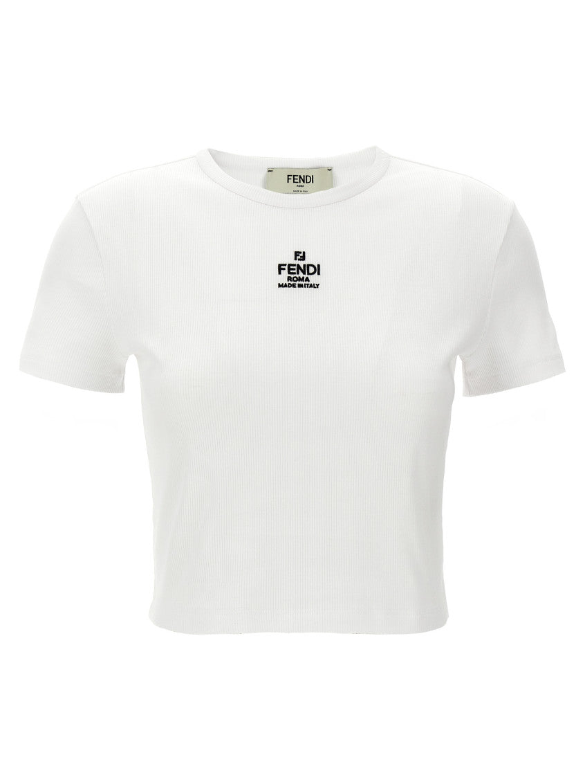 White Logo Cotton T-shirt 1