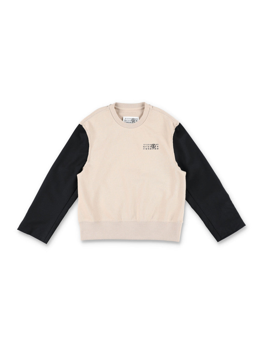 Girls Beige Color Block Sweatshirt 1