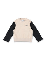 Girls Beige Color Block Sweatshirt 1
