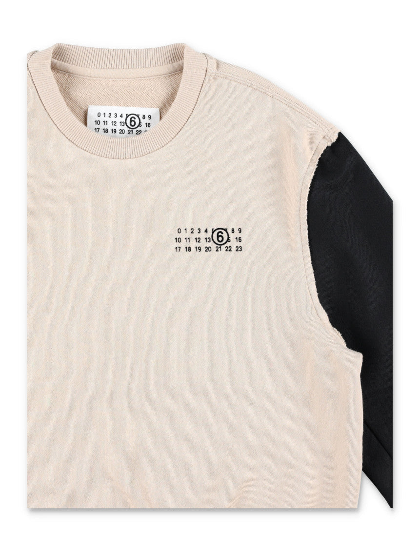 Girls Beige Color Block Sweatshirt 3