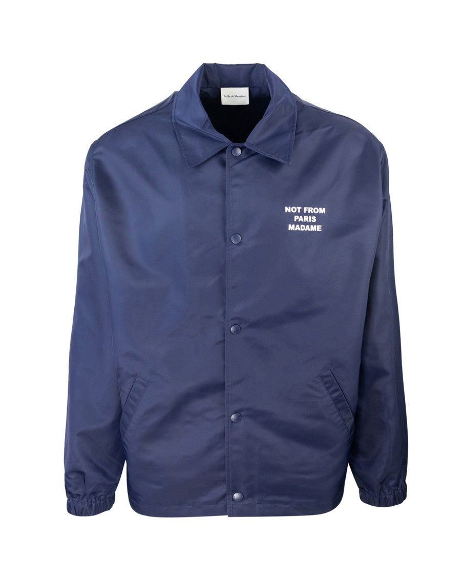 Blue Slogan Shirt Collar Jacket 1