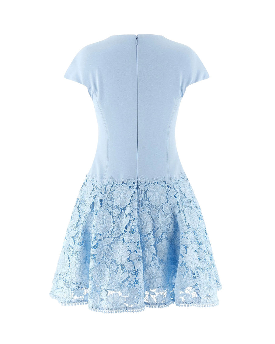 Blue Lace Round Neck Mini Dress 2