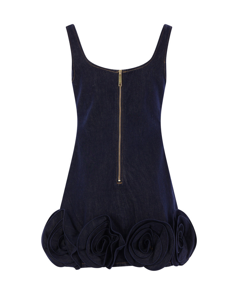 Blue Embellished Scoop Neck Mini Dress 2