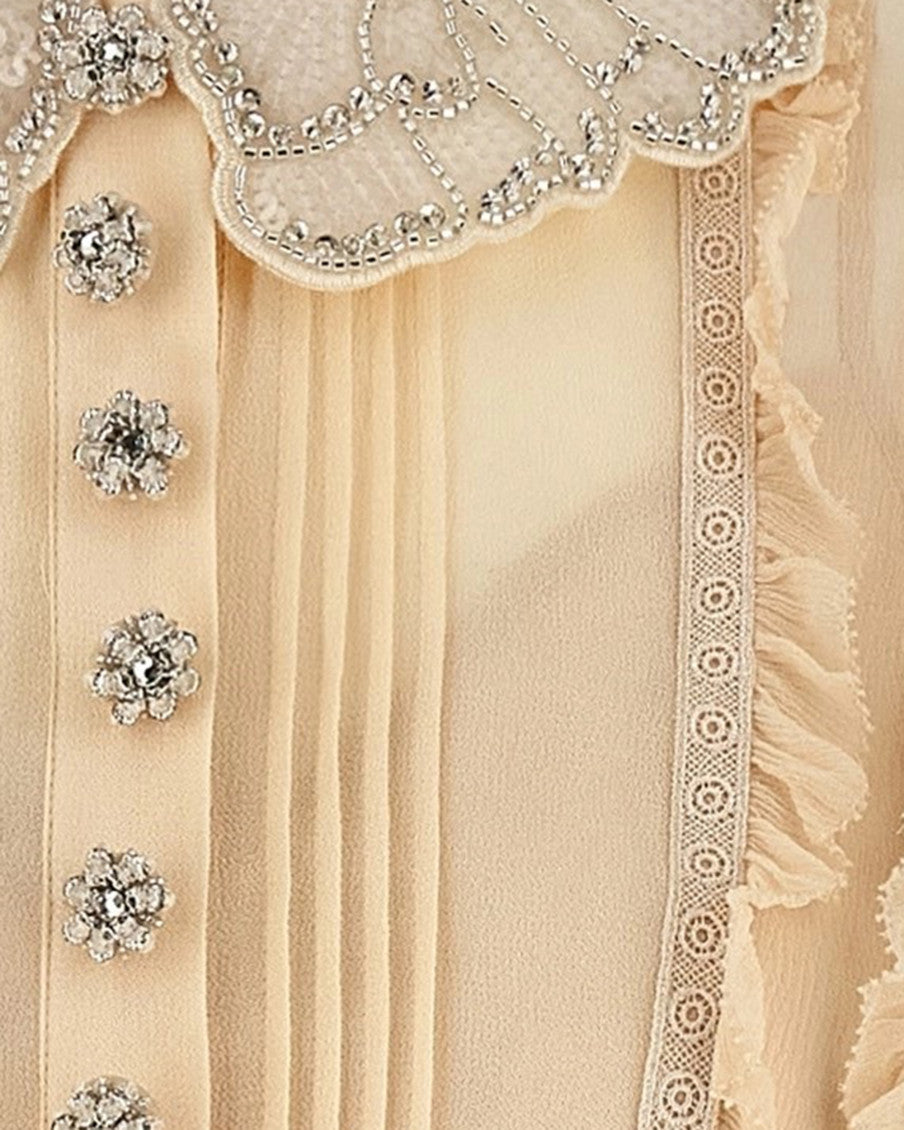 Brown Embellished Round Neck Mini Dress 3