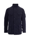 Blue Solid Mandarin Collar Jacket 1