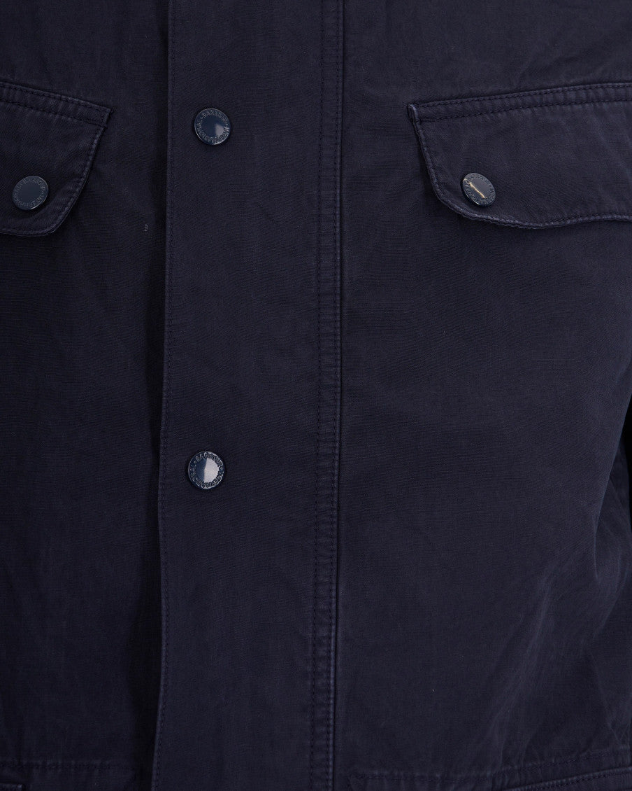 Blue Solid Mandarin Collar Jacket 3