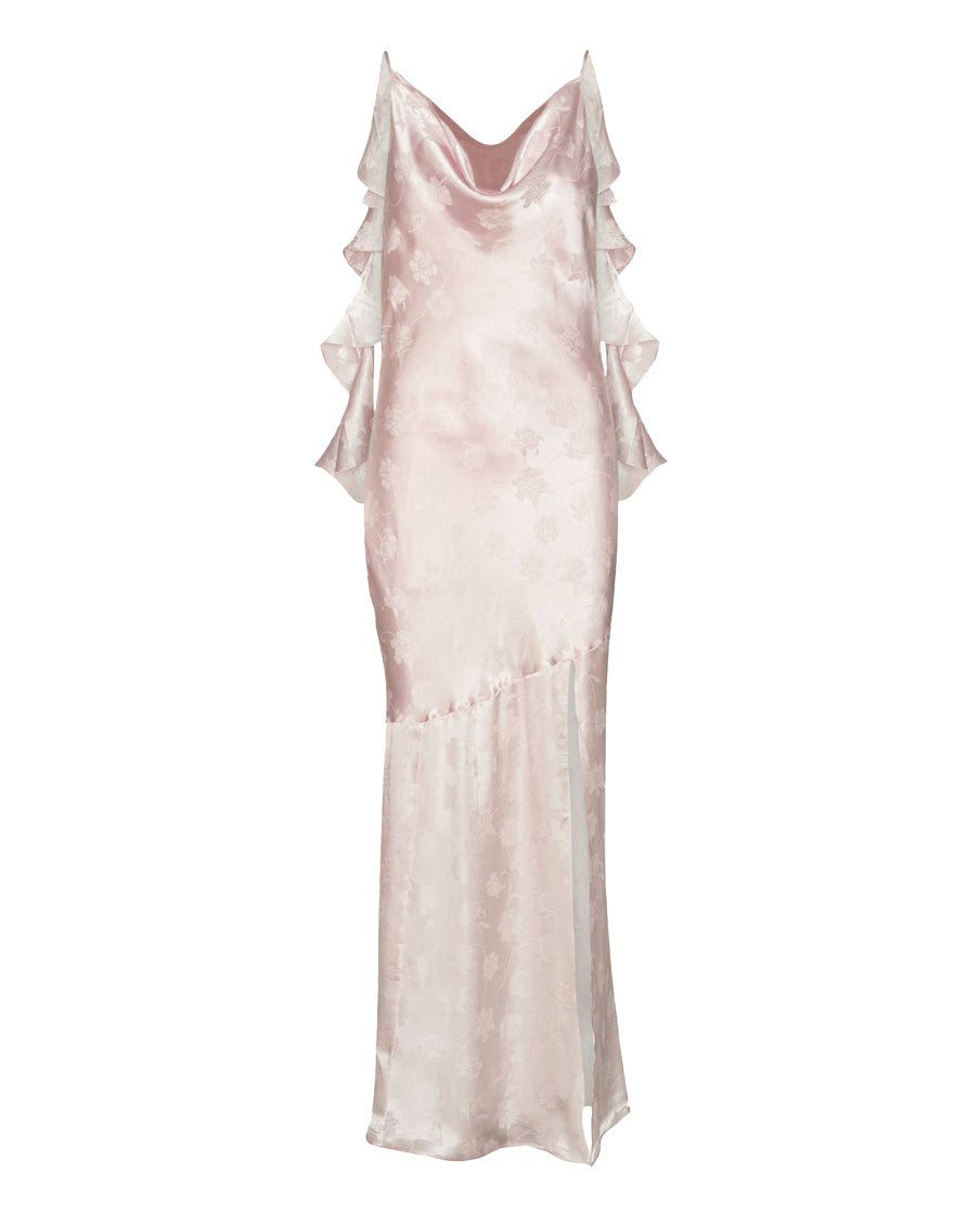 Pink Floral Cowl Neck Maxi Dress 1