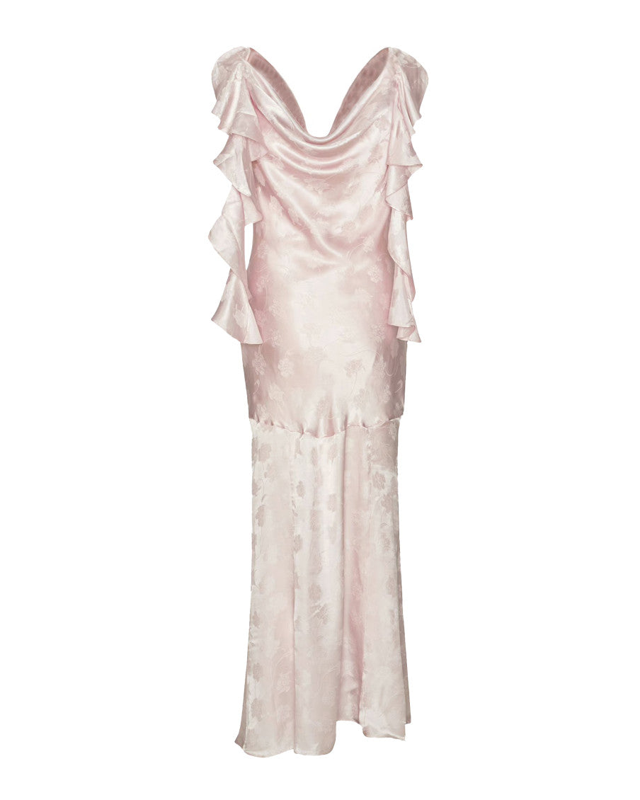 Pink Floral Cowl Neck Maxi Dress 2