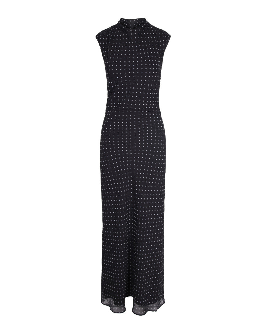 Black Printed Mock Collar Maxi Dress 1