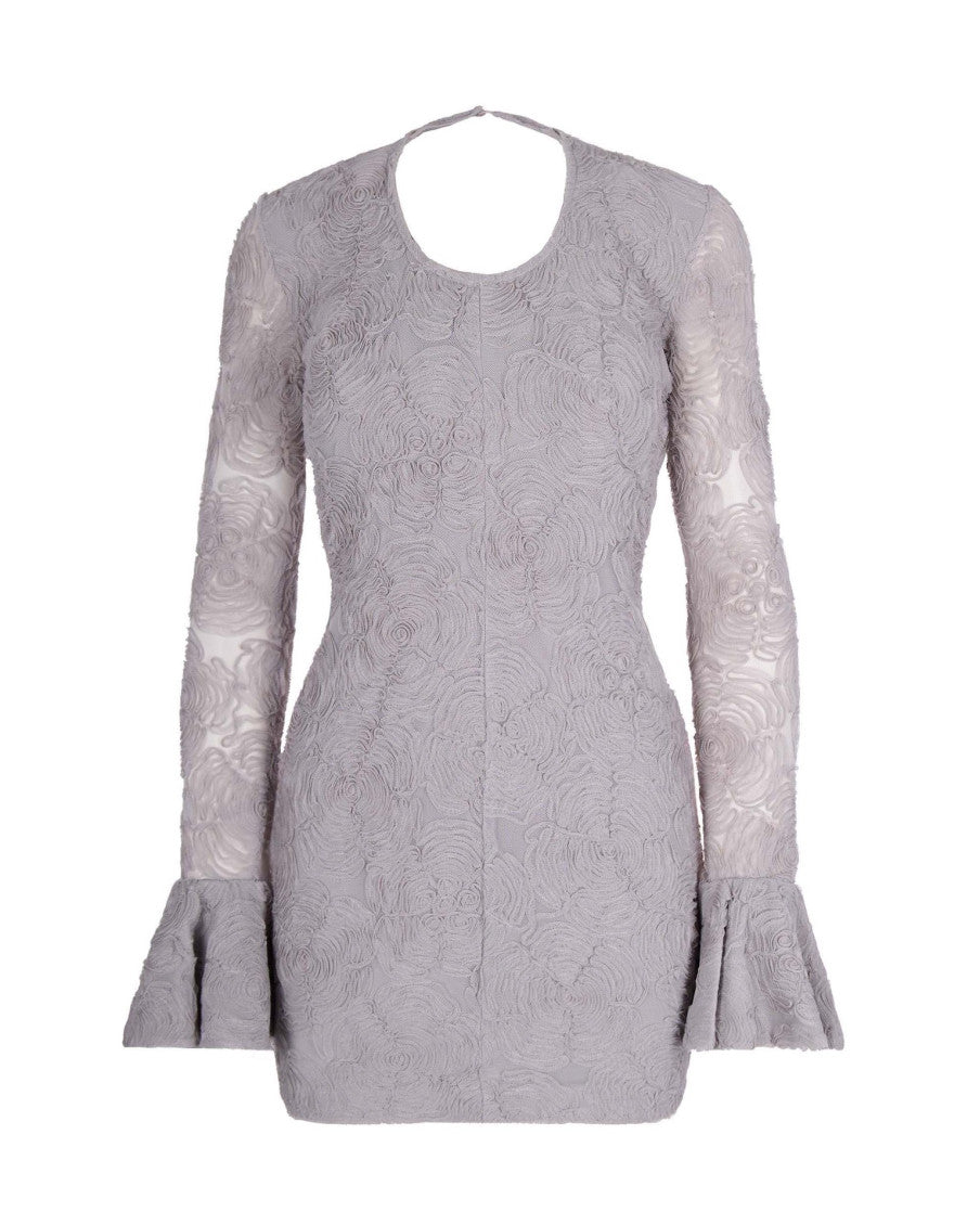 Grey Floral Round Neck Mini Dress 1
