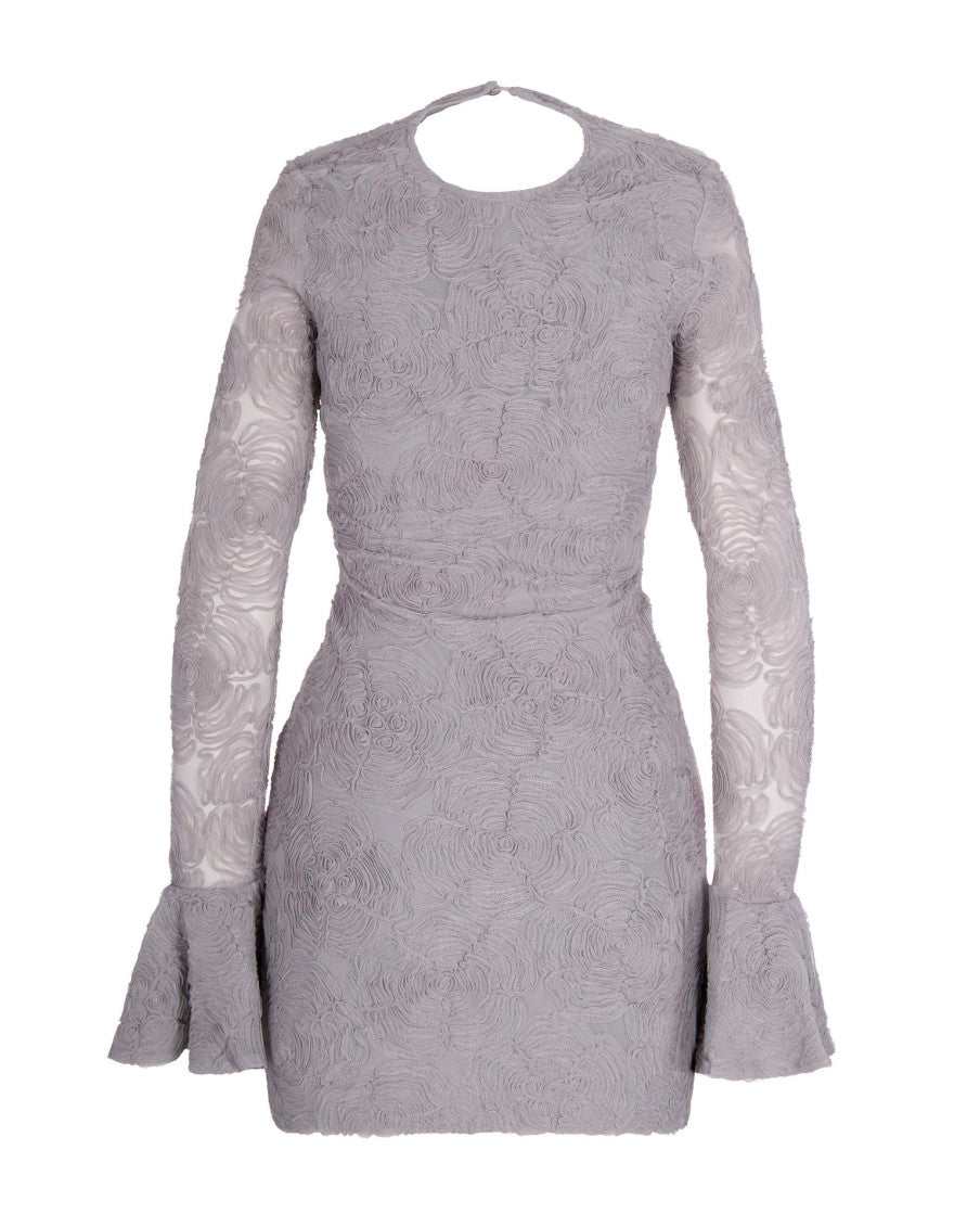 Grey Floral Round Neck Mini Dress 2