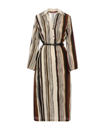 Multicolour Stripes Shirt Collar Midi Dress 1