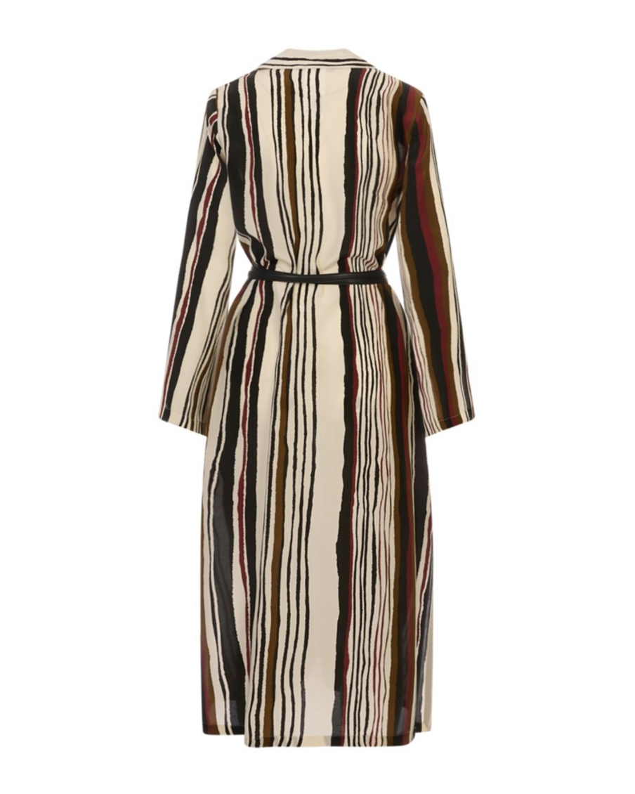 Multicolour Stripes Shirt Collar Midi Dress 2