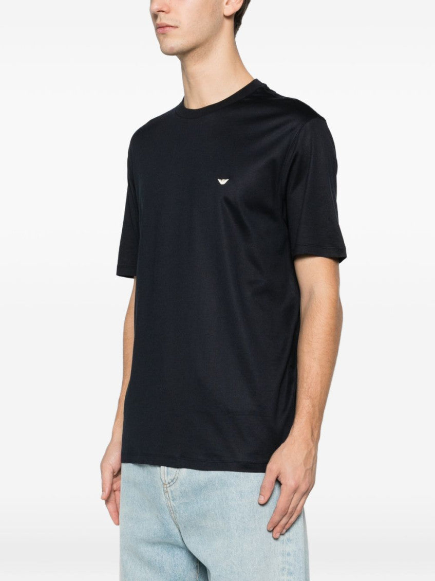 Blue Solid Crew Neck T-Shirt 3