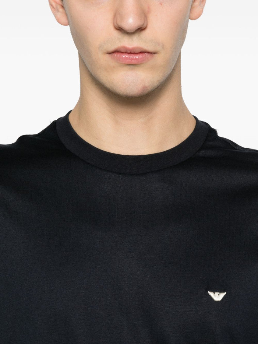Blue Solid Crew Neck T-Shirt 4