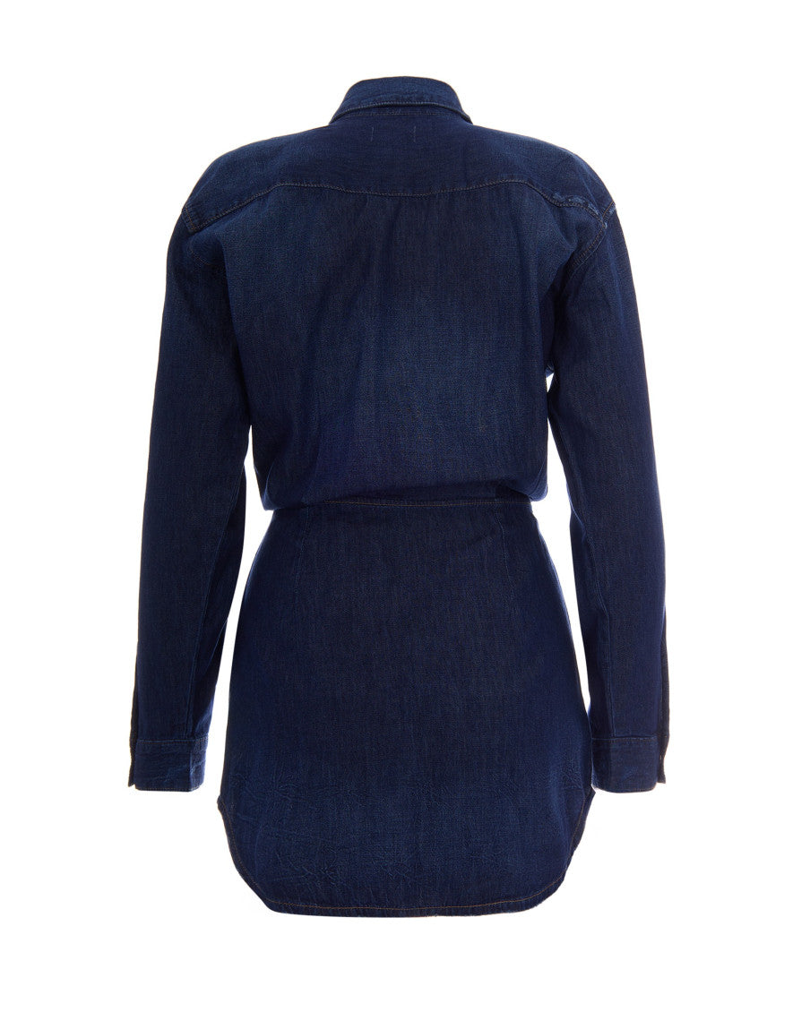 Blue Shirt Collar Mini Dress 2