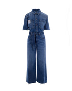 Blue Shirt Collar Jumpsuit 1