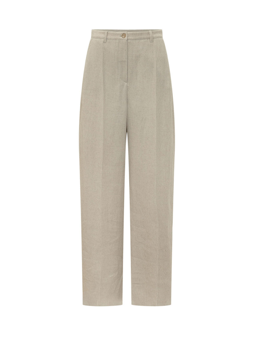 Beige  Regular Flat Front Pants 1