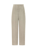 Beige  Regular Flat Front Pants 1