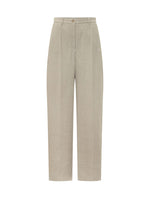 Beige  Regular Flat Front Pants 1