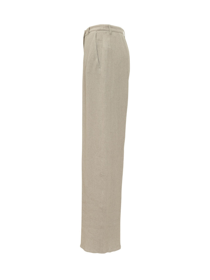 Beige  Regular Flat Front Pants 3