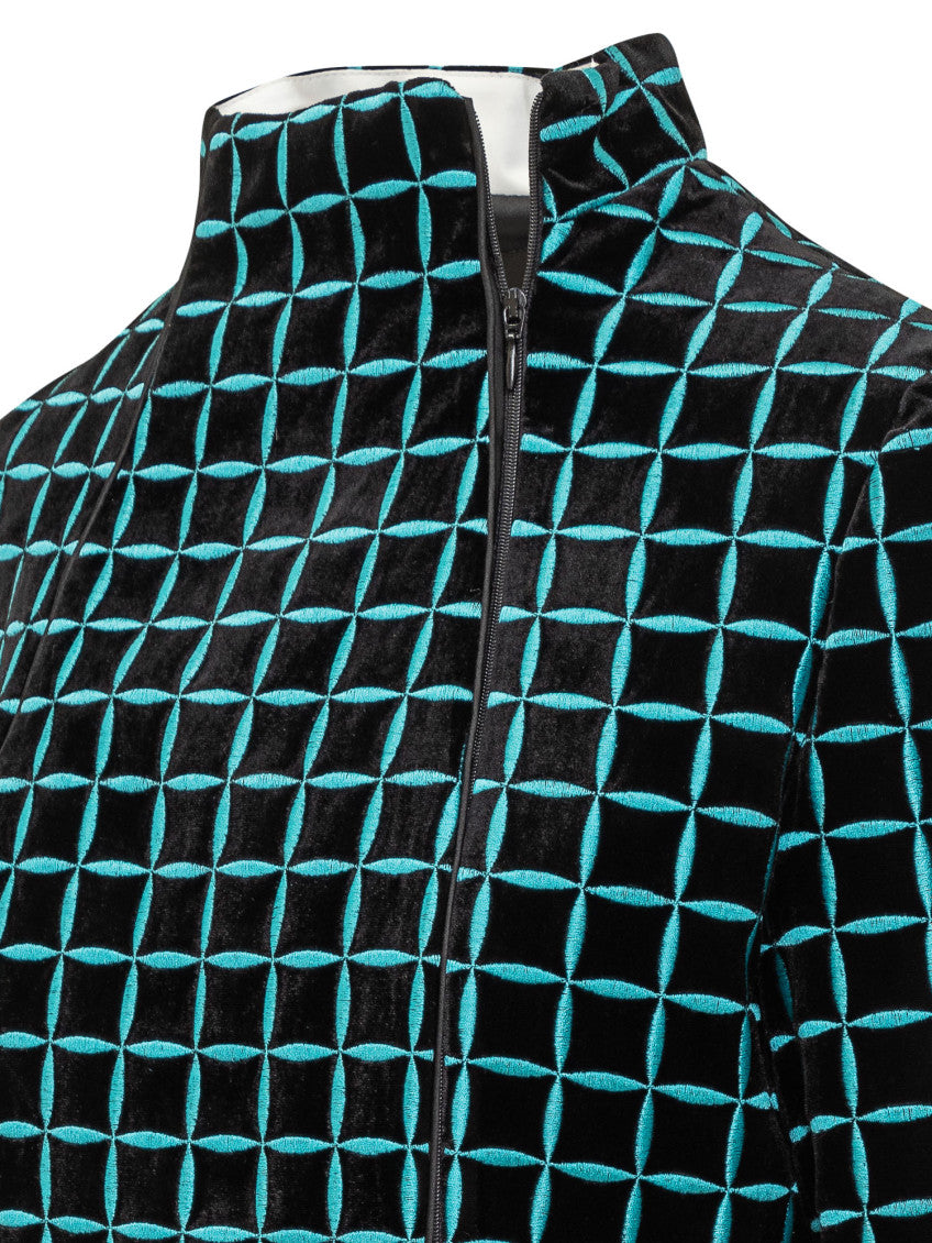 Black Geometric Mock Collar Jacket 4