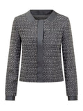 Blue Textured Round Neck Jacket 1